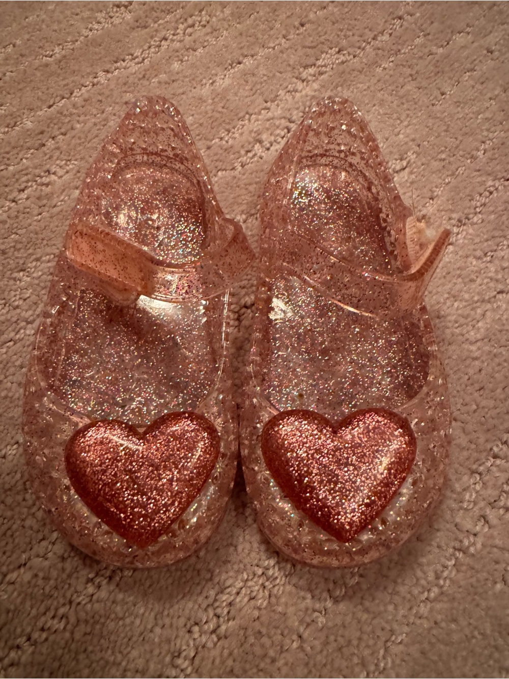 Old Navy Girls Pink Glitter Jelly Shoes with Sparkle Heart